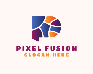 Colorful Letter P Mosaic logo design