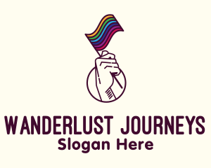 Hand Waving Rainbow Pride Flag  Logo