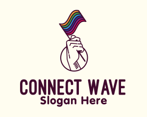 Hand Waving Rainbow Pride Flag  logo design