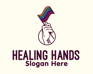 Hand Waving Rainbow Pride Flag  logo design