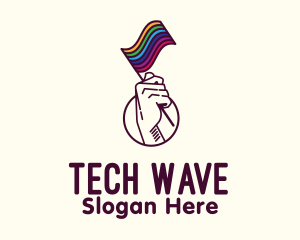 Hand Waving Rainbow Pride Flag  logo design