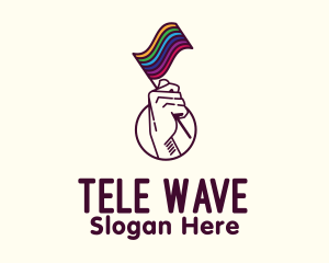 Hand Waving Rainbow Pride Flag  logo design