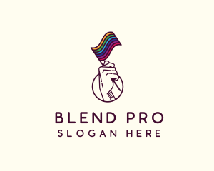 Hand Waving Rainbow Pride Flag  logo design