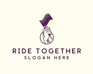 Hand Waving Rainbow Pride Flag  logo design