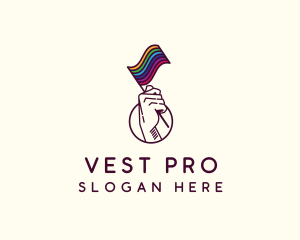 Hand Waving Rainbow Pride Flag  logo design