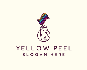 Hand Waving Rainbow Pride Flag  logo design