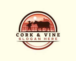 Farmer Cattle Pasture logo design