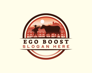 Farmer Cattle Pasture logo design