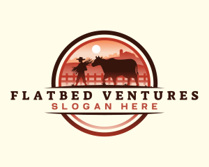 Farmer Cattle Pasture logo design