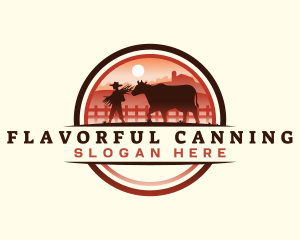 Farmer Cattle Pasture logo design