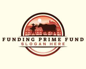 Farmer Cattle Pasture logo design