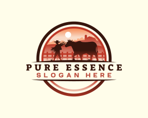 Farmer Cattle Pasture logo design