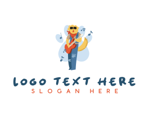 Dog Guitarist Musician logo