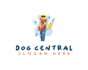 Dog Guitarist Musician logo design