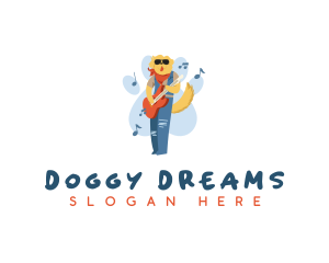 Dog Guitarist Musician logo design