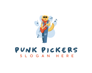 Dog Guitarist Musician logo