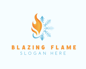 Flame Winter Snowflake logo design