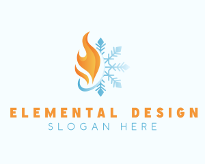 Flame Winter Snowflake logo design