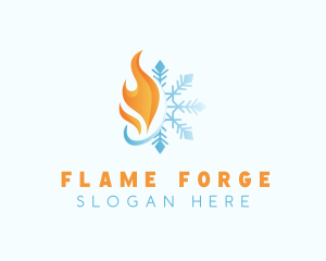 Flame Winter Snowflake logo design