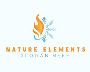 Flame Winter Snowflake logo design