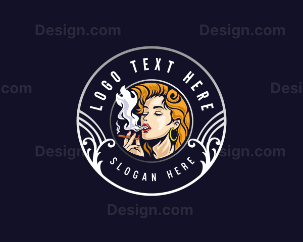 Woman Smoking Cigarette Logo