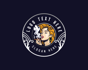 Woman Smoking Cigarette logo