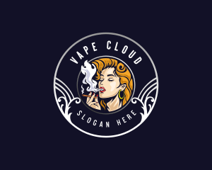 Woman Smoking Cigarette logo design