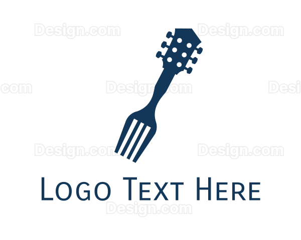 Guitar Fork Food Music Restaurant Logo