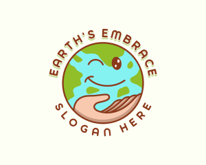 Earth Hand Globe logo design