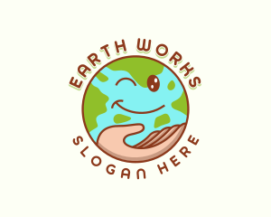 Earth Hand Globe logo design