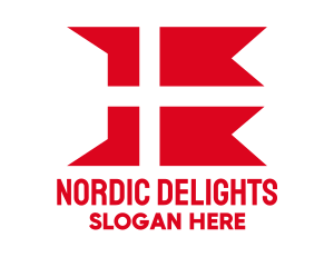 Red Denmark Flag  logo design