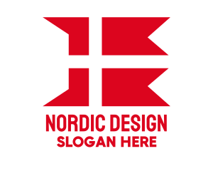 Red Denmark Flag  logo design