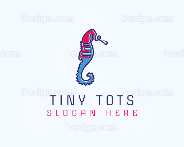 Aquatic Seahorse Scribble Logo