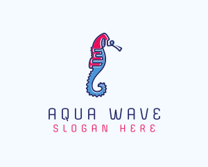 Aquatic Seahorse Scribble logo