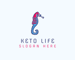 Aquatic Seahorse Scribble logo design