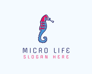 Aquatic Seahorse Scribble logo design