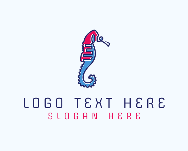 Aquatic Seahorse Scribble logo