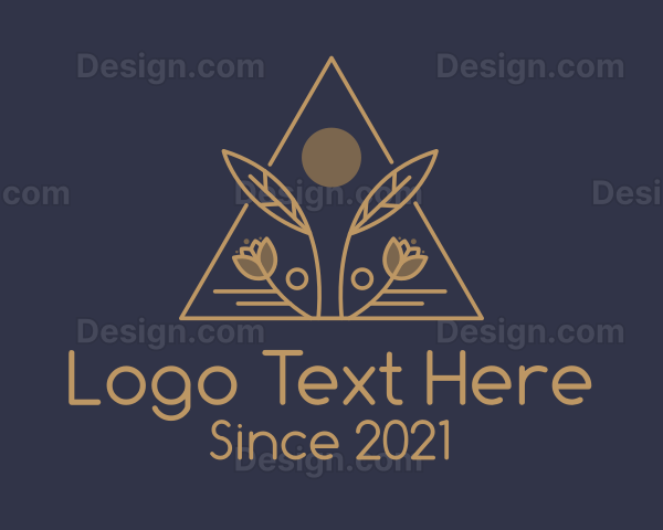 Gold Triangle Floral Badge Logo