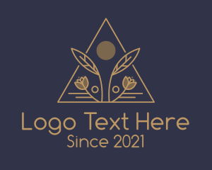 Gold Triangle Floral Badge logo
