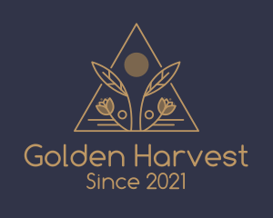 Gold Triangle Floral Badge logo design