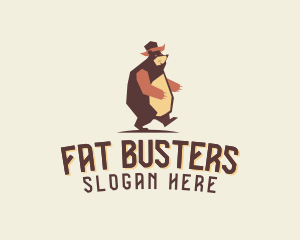 Walking Fat Bear logo design