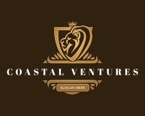 Elegant Lion Shield logo design