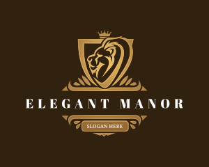 Elegant Lion Shield logo design