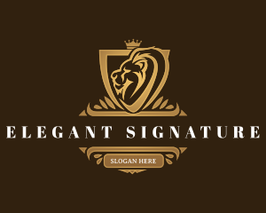 Elegant Lion Shield logo design