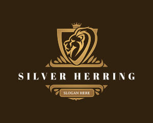 Elegant Lion Shield logo design