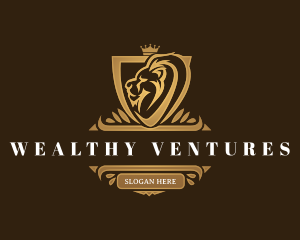 Elegant Lion Shield logo design