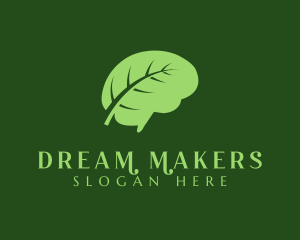 Green Brain Leaf logo design