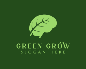 Green Brain Leaf logo design