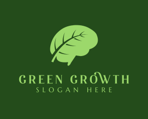 Green Brain Leaf logo design