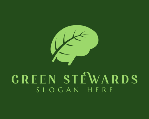 Green Brain Leaf logo design